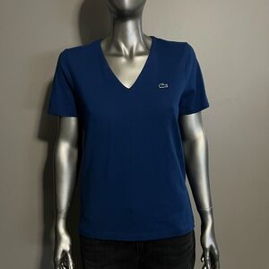Lacoste Navy Blue V-Neck Short Sleeve Tee